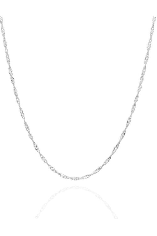Twisted Curb Singapore Sterling Silver Chain Adjustable size - Silver