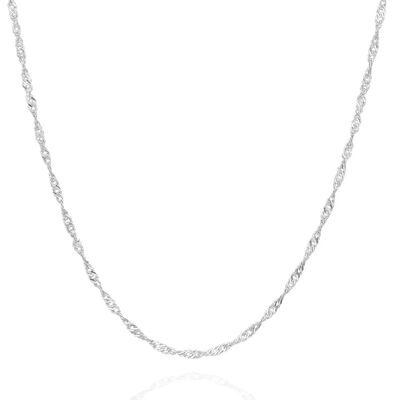 Twisted Curb Singapore Sterling Silver Chain Adjustable size - Silver