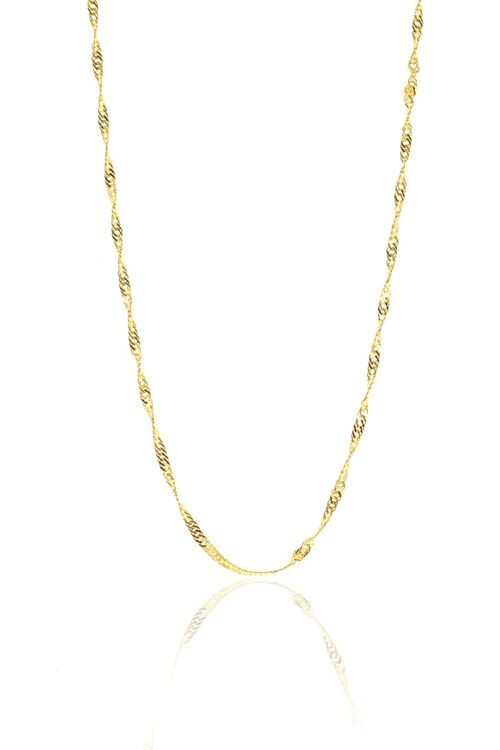 Twisted Curb Singapore Sterling Silver Chain Adjustable size - Gold