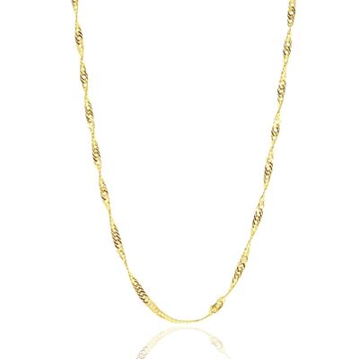 Twisted Curb Singapore Sterling Silver Chain Adjustable size - Gold