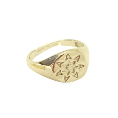 Star Sun Stackable Sterling Silver Statement Ring - Gold