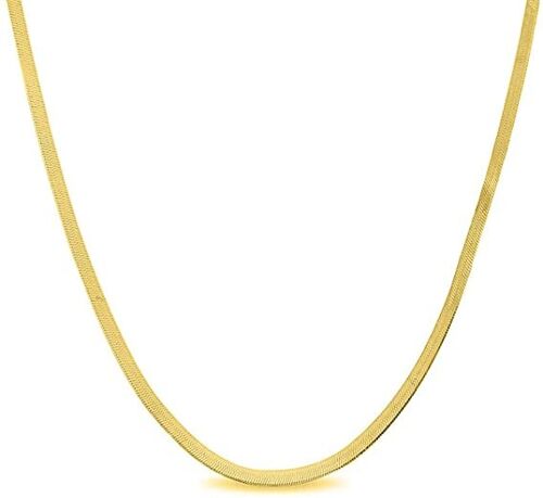 Herringbone Sterling Silver Flat Snake Chain - Gold