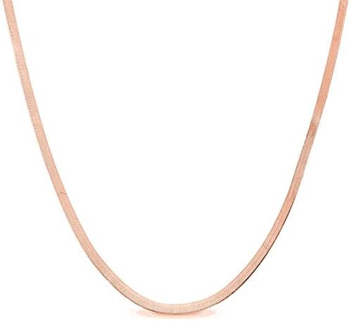 Herringbone Sterling Silver Flat Snake Chain - Rose Gold