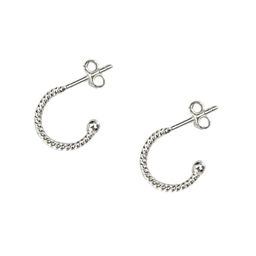 Twisted Bead End Sterling Silver Earrings - Silver