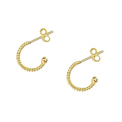 Twisted Bead End Sterling Silver Earrings - Gold
