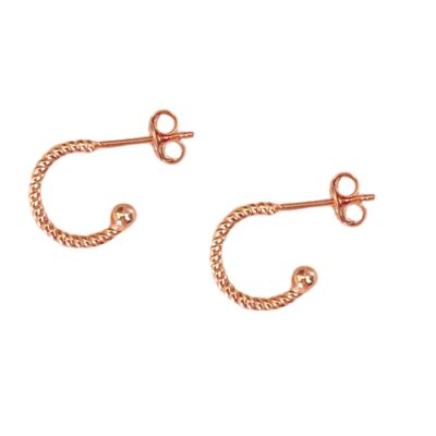Twisted Bead End Sterling Silver Earrings - Rose Gold