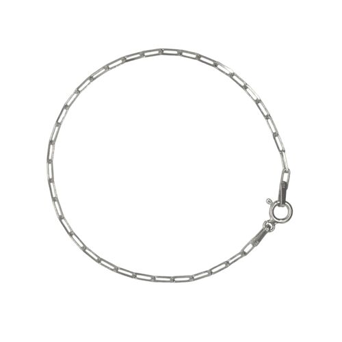 Rectangular Sterling Silver Chain Bracelet - Silver