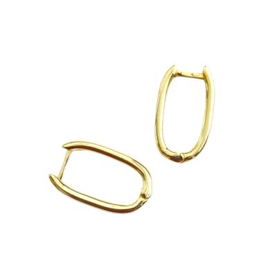 Ovaler rechteckiger Creolen-Ohrring aus Sterlingsilber - Gold