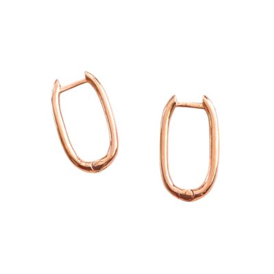 Oval Rectangular Sterling Silver Hoop Earring - Rose Gold