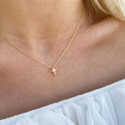 Postella Single Star Sterling Silver Necklace - Gold