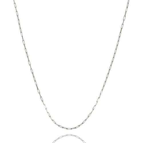 Rectangular Chain Sterling Silver Necklace - Silver