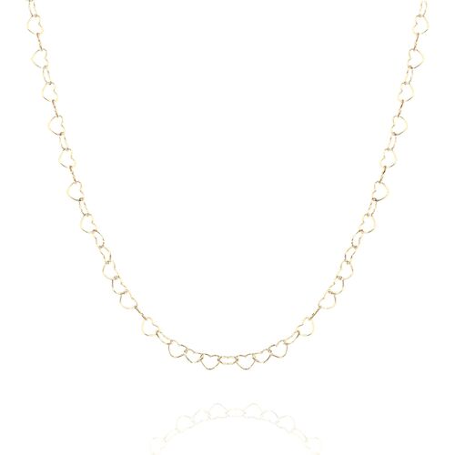 Love Heart Sterling Silver Chain Necklace - Gold