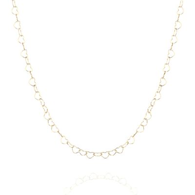 Love Heart Sterling Silver Chain Necklace - Gold