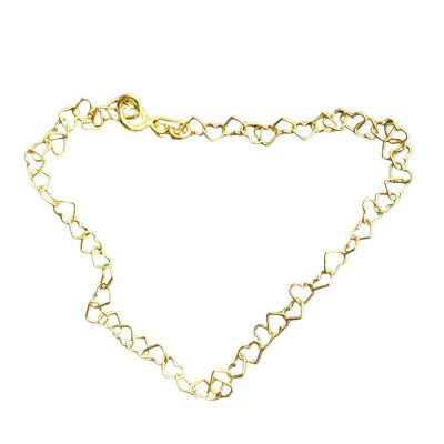 Love Heart Sterling Silver Chain Bracelet - Gold