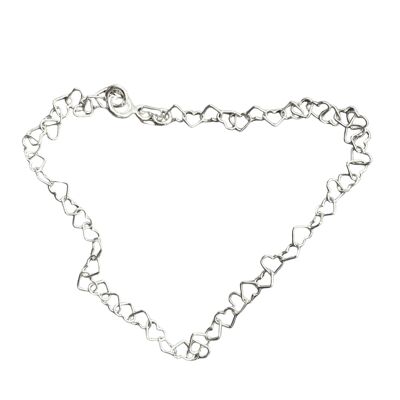 Pulsera de cadena de plata de ley con corazón de amor - Plata