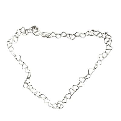 Love Heart Sterling Silver Chain Bracelet - Silver
