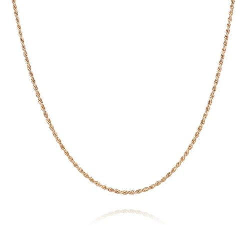 Sterling Silver Rope Chain Necklace - Rose Gold
