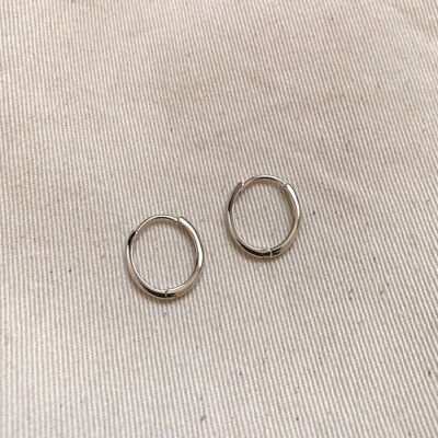 Sterling Silver Oval Hoop Earring - Silver