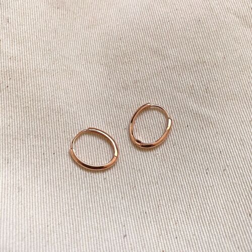 Sterling Silver Oval Hoop Earring - Rose Gold