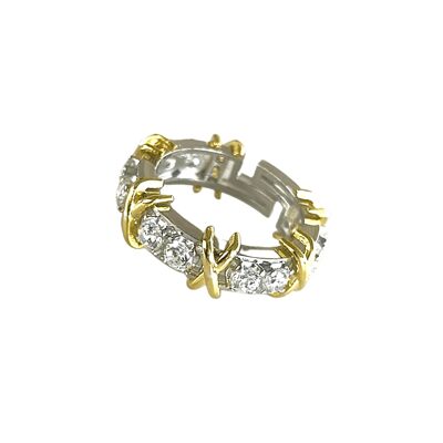 Gold Cros Sterling Silver Zirconia Ring