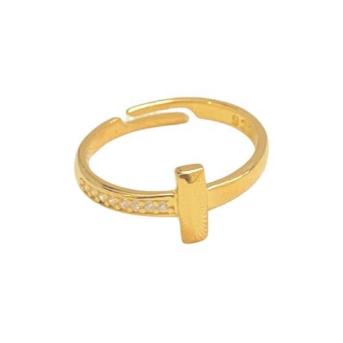 Cros Siganature Adjustable Ring T Bar T Wire Ring - Gold