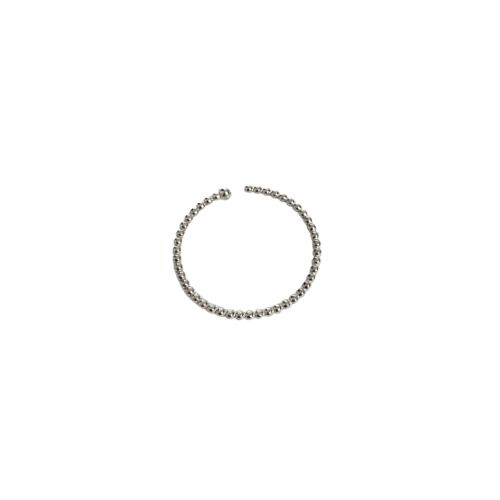 Skinny Layering Adjustable Ring Set - Silver - Ball Ring