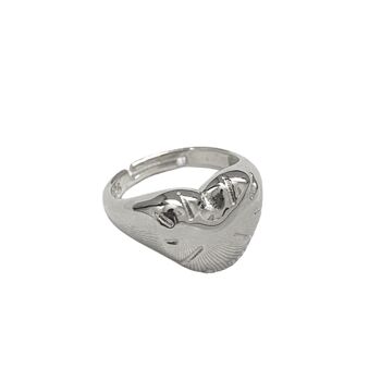 Chevalière Chunky Love Heart en argent sterling - Argent