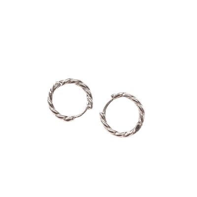 Boucles d'oreilles créoles épaisses torsadées en argent sterling - Argent