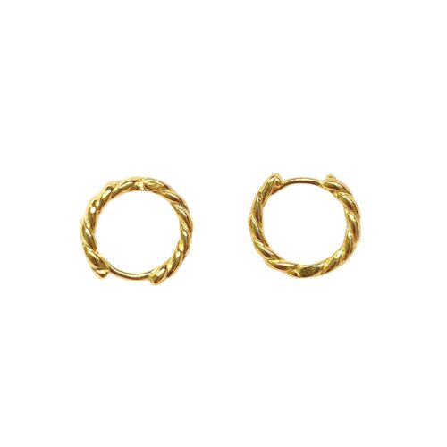 Chunky Twisted Sterling Silver Hoop Earring - Gold