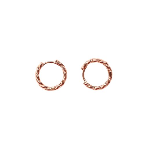 Chunky Twisted Sterling Silver Hoop Earring - Rose Gold