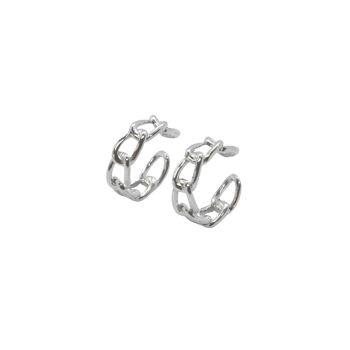 Manchette d'oreille en argent sterling avec chaîne - Argent