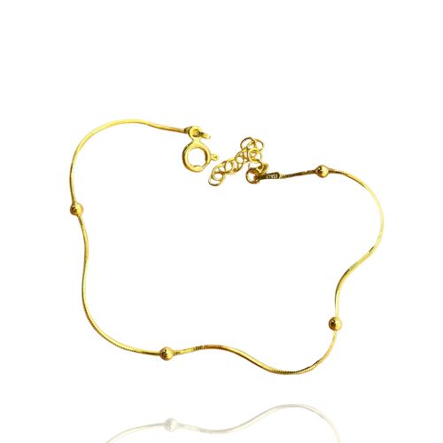 Itallian Bead Chain Sterling Silver Bracelet - Gold