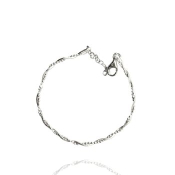 Bracelet en argent sterling torsadé avec chaîne de perles - Argent