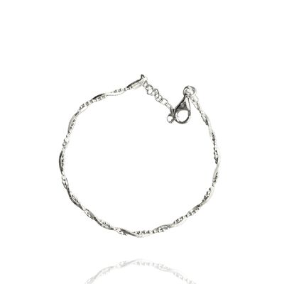 Bead Chain Twist Sterling Silver Bracelet - Silver
