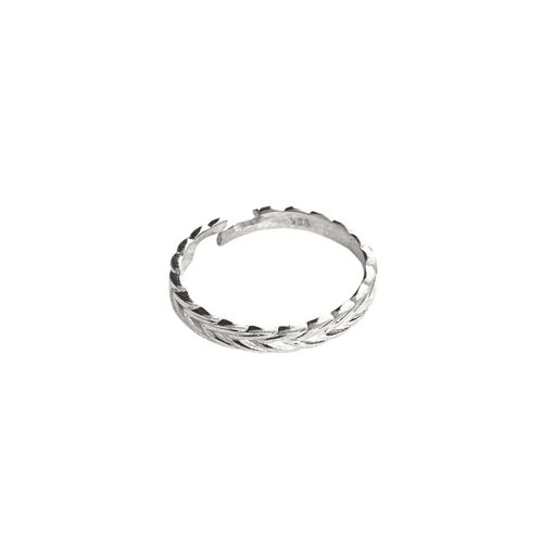Barley Design Adjustable Sterling Silver Ring - Silver