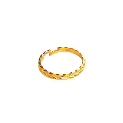 Barley Design Adjustable Sterling Silver Ring - Gold