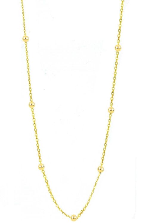 Bead Chain Bead Sterling Silver Necklace - Gold