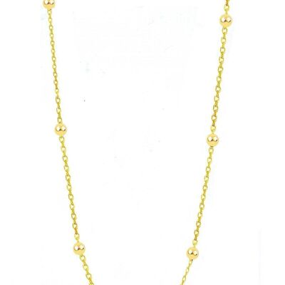 Collana di perline in argento sterling con catena e perline - Oro