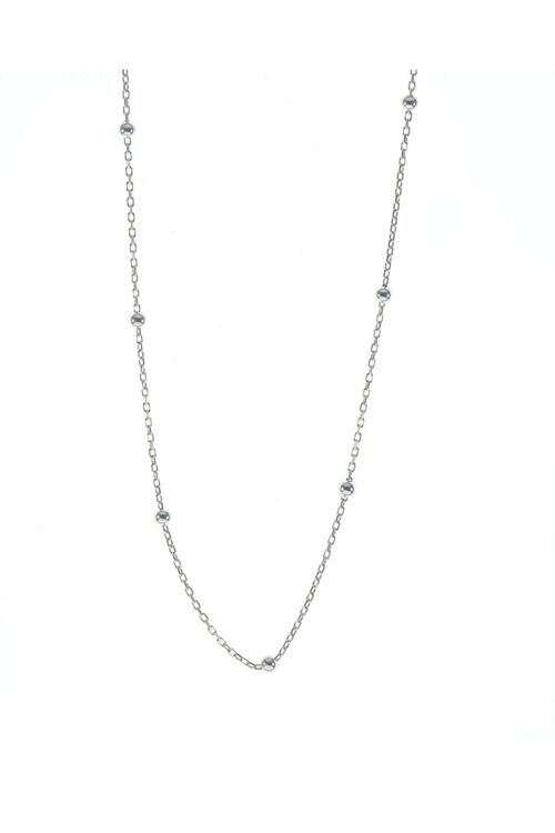 Bead Chain Bead Sterling Silver Necklace - Silver