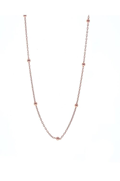 Bead Chain Bead Sterling Silver Necklace - Rose Gold