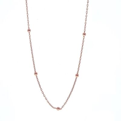 Collana di perline in argento sterling con catena e perline - oro rosa
