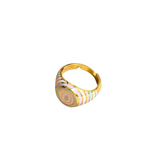 Adjustable Multi Nude Colors Enamel Sterling Silver Ring