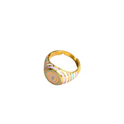 Verstellbarer Multi Nude Farben Emaille Sterling Silber Ring