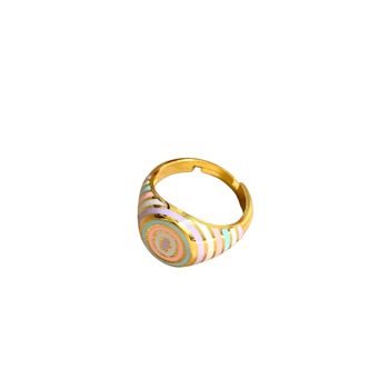 Bague réglable en argent sterling avec émail multi-couleurs nude