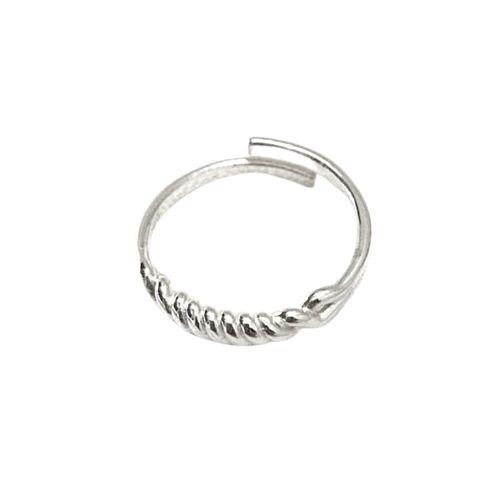 Twisted Screw Sterling Silver Ring - Silver