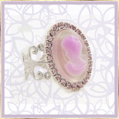 Maria Luigia lilac cameo ring with transparent base