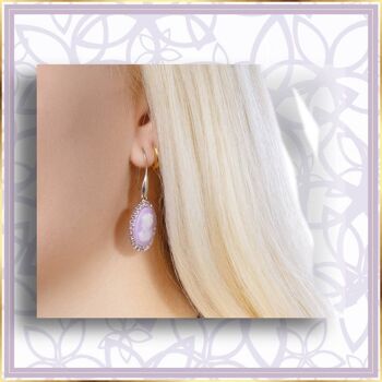 Boucles d'oreilles camée Maria Luigia avec base lilas 1