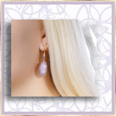 Boucles d'oreilles camée Maria Luigia avec base lilas