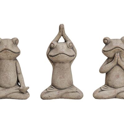 Yoga Frosch aus Zement Grau, 3-fach sortiert, (B/H/T) 14x23x9cm