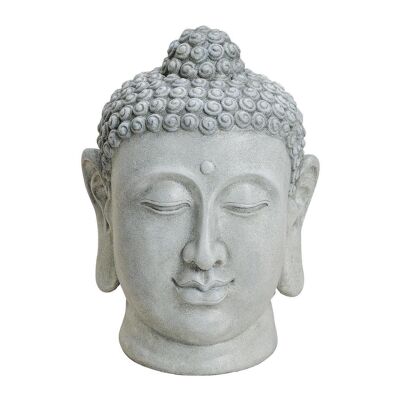 Buddhakopf in grau aus Magnesia, B33 x H48 cm